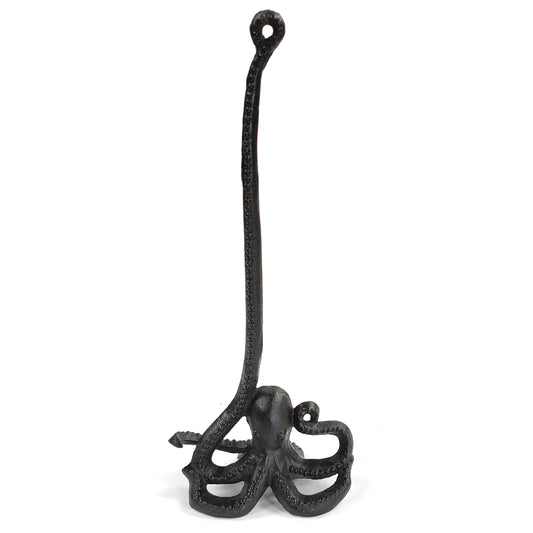 Cast iron octopus kitchen and loo roll holder, used for holding kitchen towels or toilet rolls
