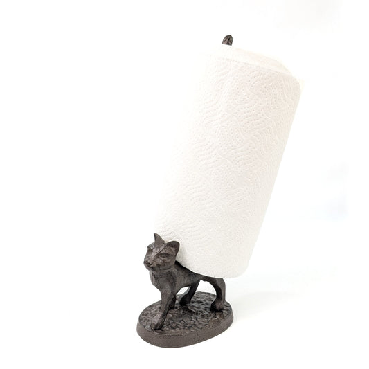 Cast Iron Cat Loo Roll and Kitchen Roll Holder