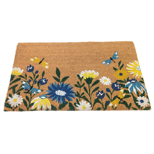 Coir Door Mat - 45x75cm - Wild Flowers