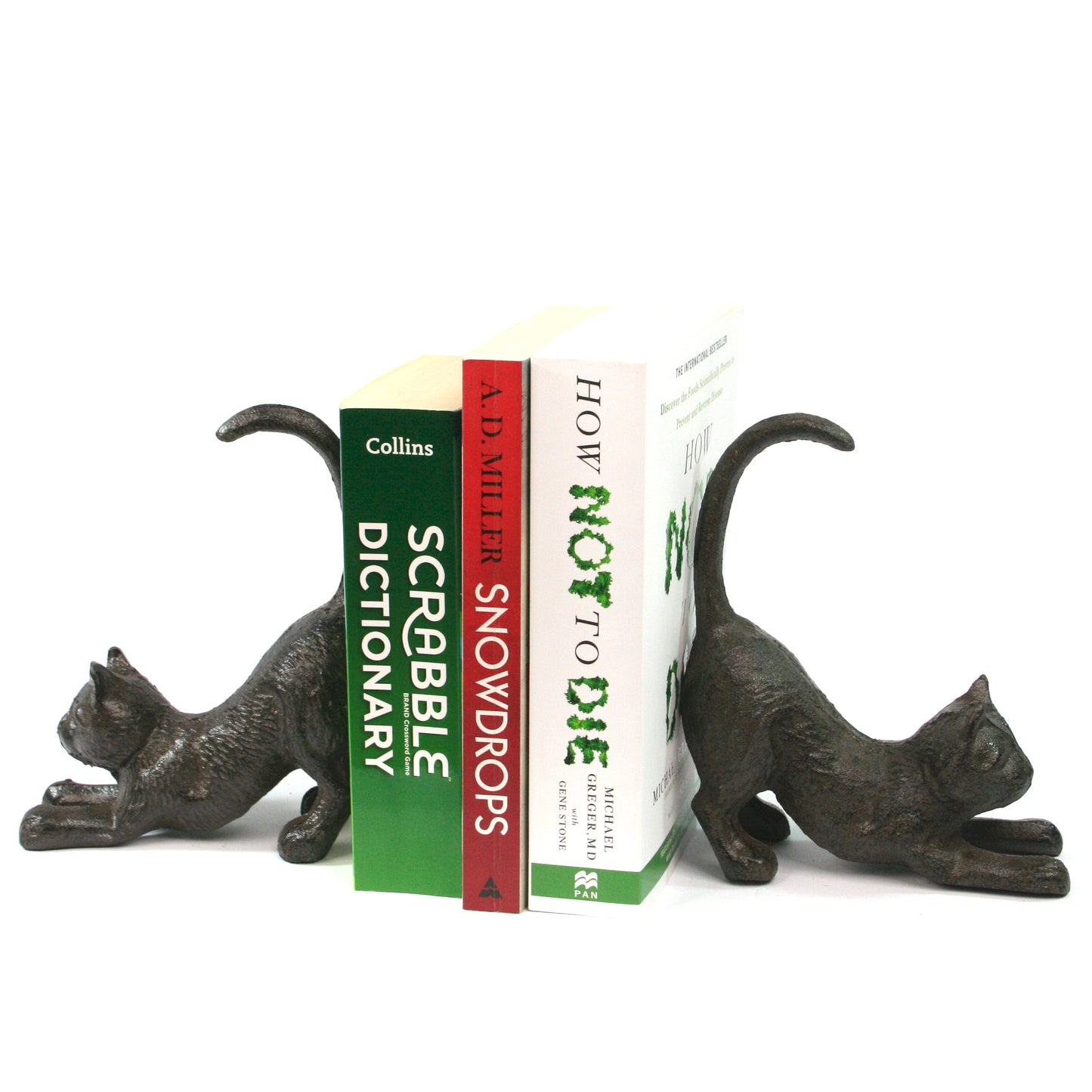 Cast Iron Bookends - Stretching Cat
