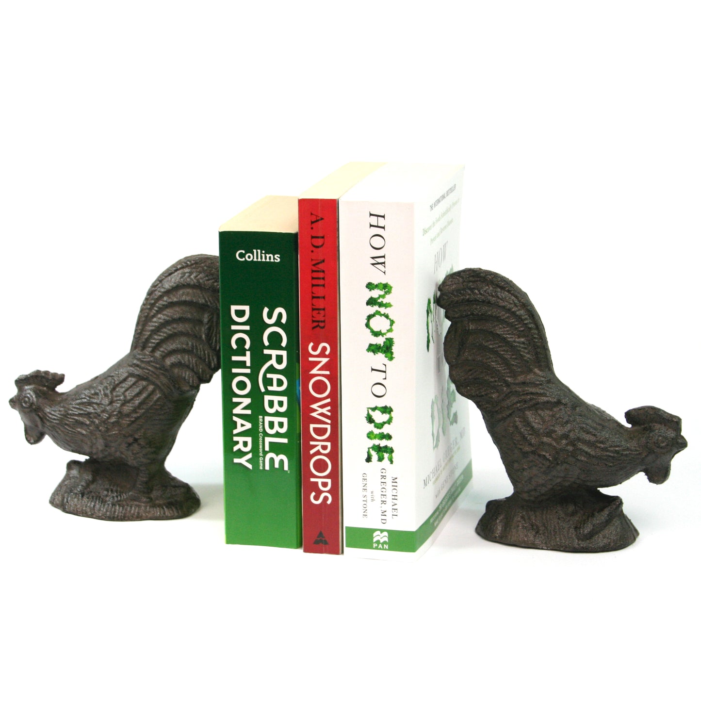 Chic Chicken Cast Iron Bookends - Durable and Stylish Home Decor