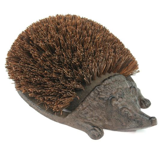 Cast iron hedgehog boot brush and scraper for cleaning muddy boots and shoes