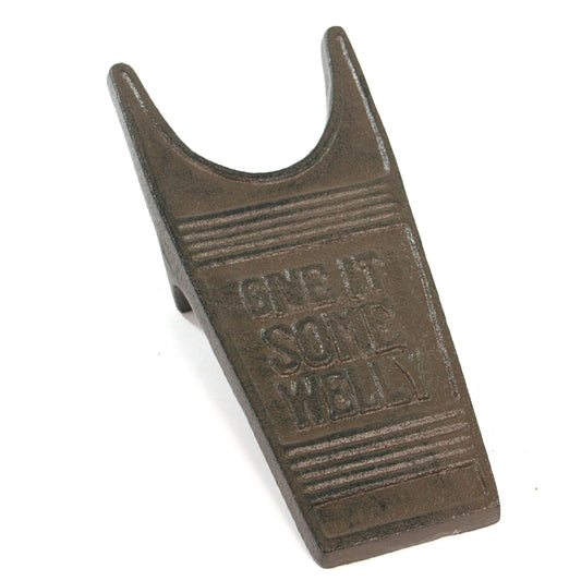 Give It Some Welly cast iron boot pull on a white background