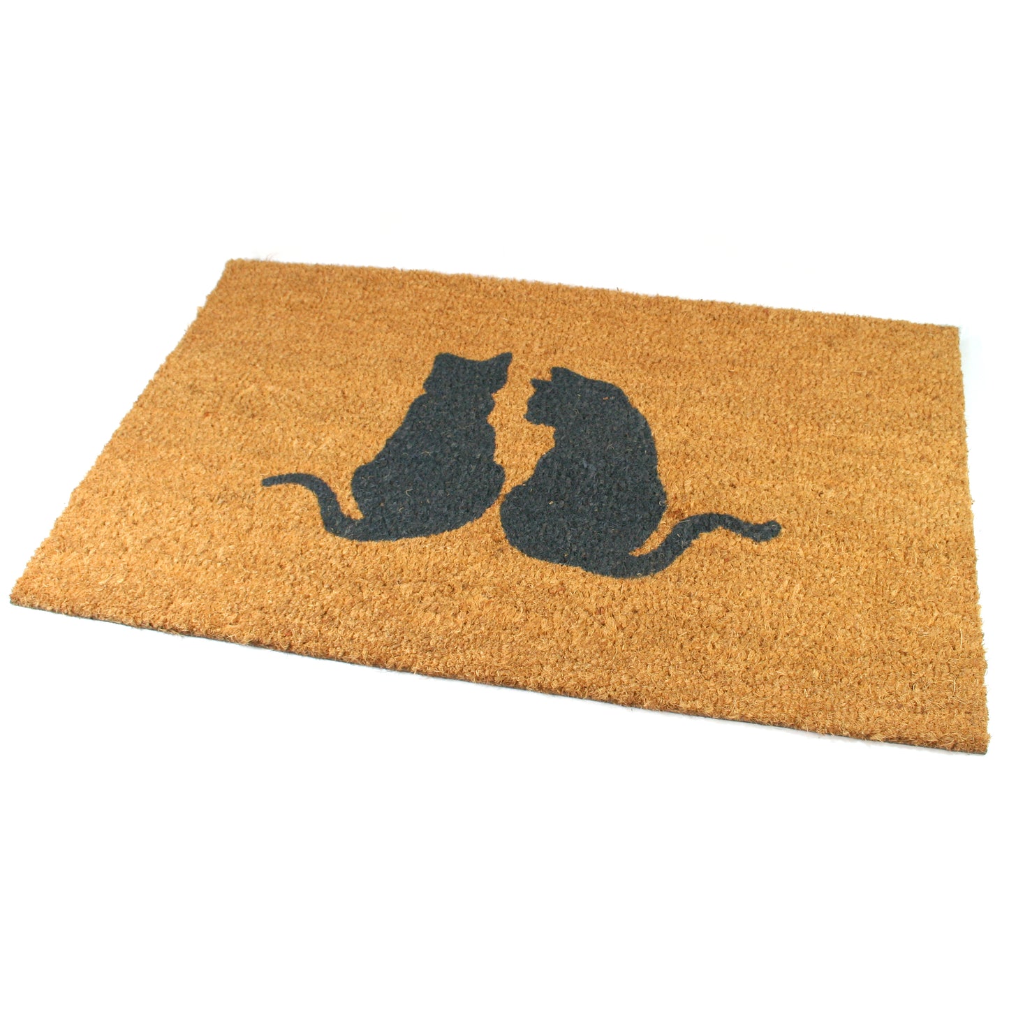 Charming Coir Door Mat with Silhouetted Pair of Cats | Durable and Slip-Resistant | 75cm x 45cm | Perfect for Cat Lovers
