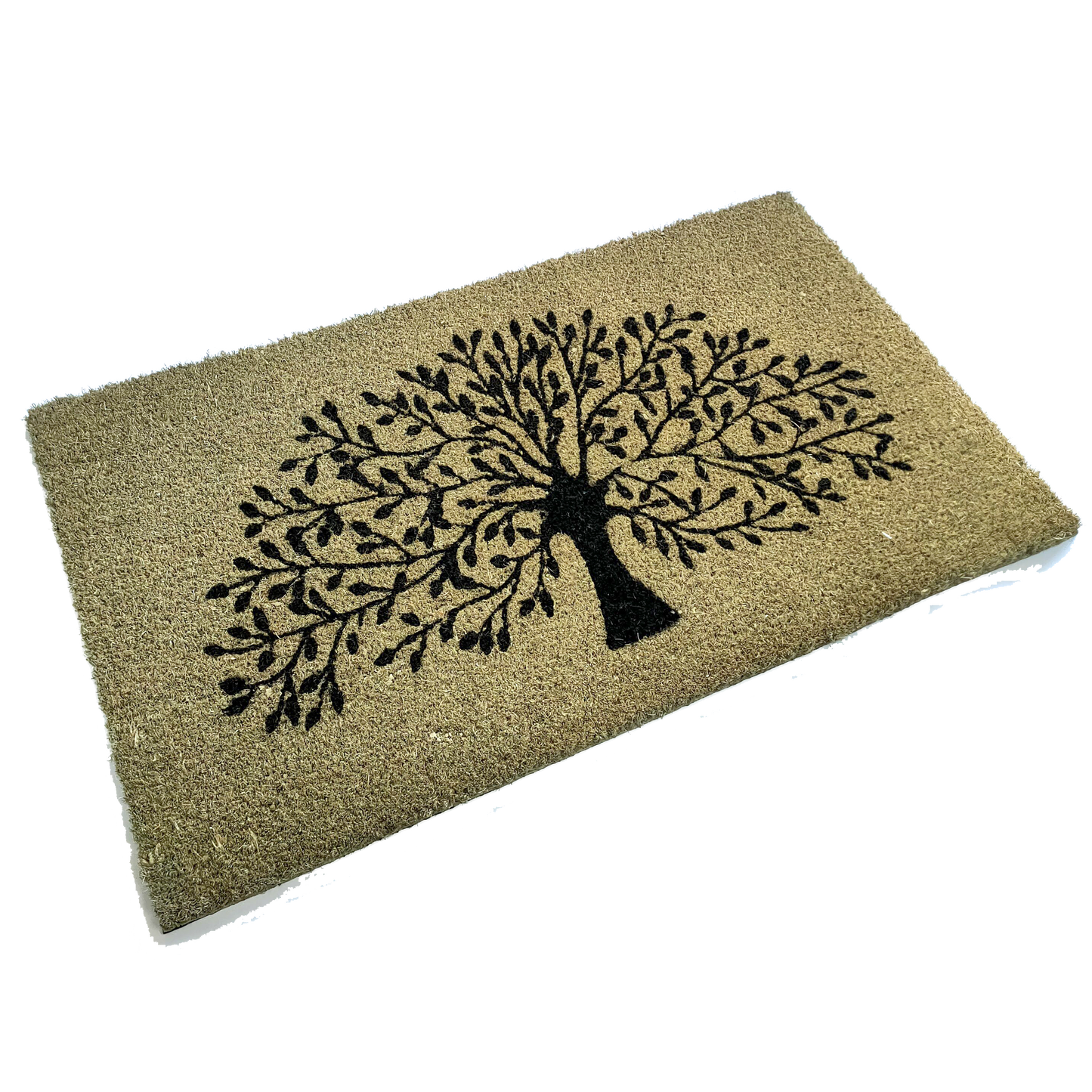 Sage Green Coir Door Mat with Tree of Life Design | 75cm x 45cm | Durable and Eco-Friendly