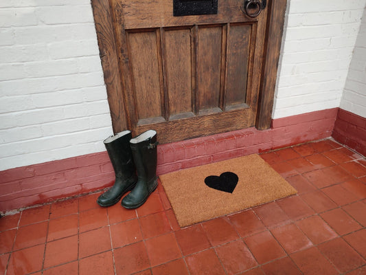 Heart Design Coir Door Mat | 75cm x 45cm | Durable, Slip-Resistant, and Eco-Friendly
