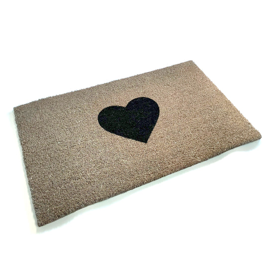 Grey Heart Coir Door Mat