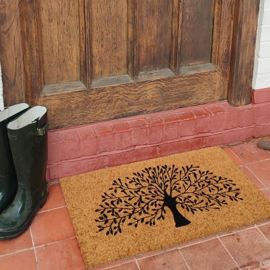 Mulberry Tree of Life Coir Doormat | Natural Color | Durable, Slip-Resistant, and Eco-Friendly