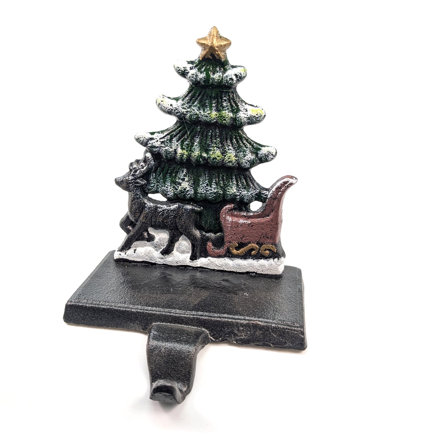 Cast Iron Christmas Stocking Holder and Hook | Santa's Sleigh
