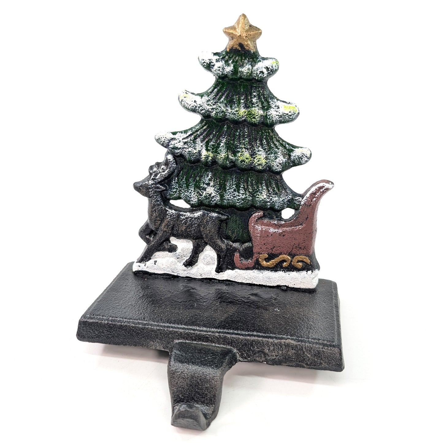 Cast Iron Christmas Stocking Holder and Hook | Santa's Sleigh
