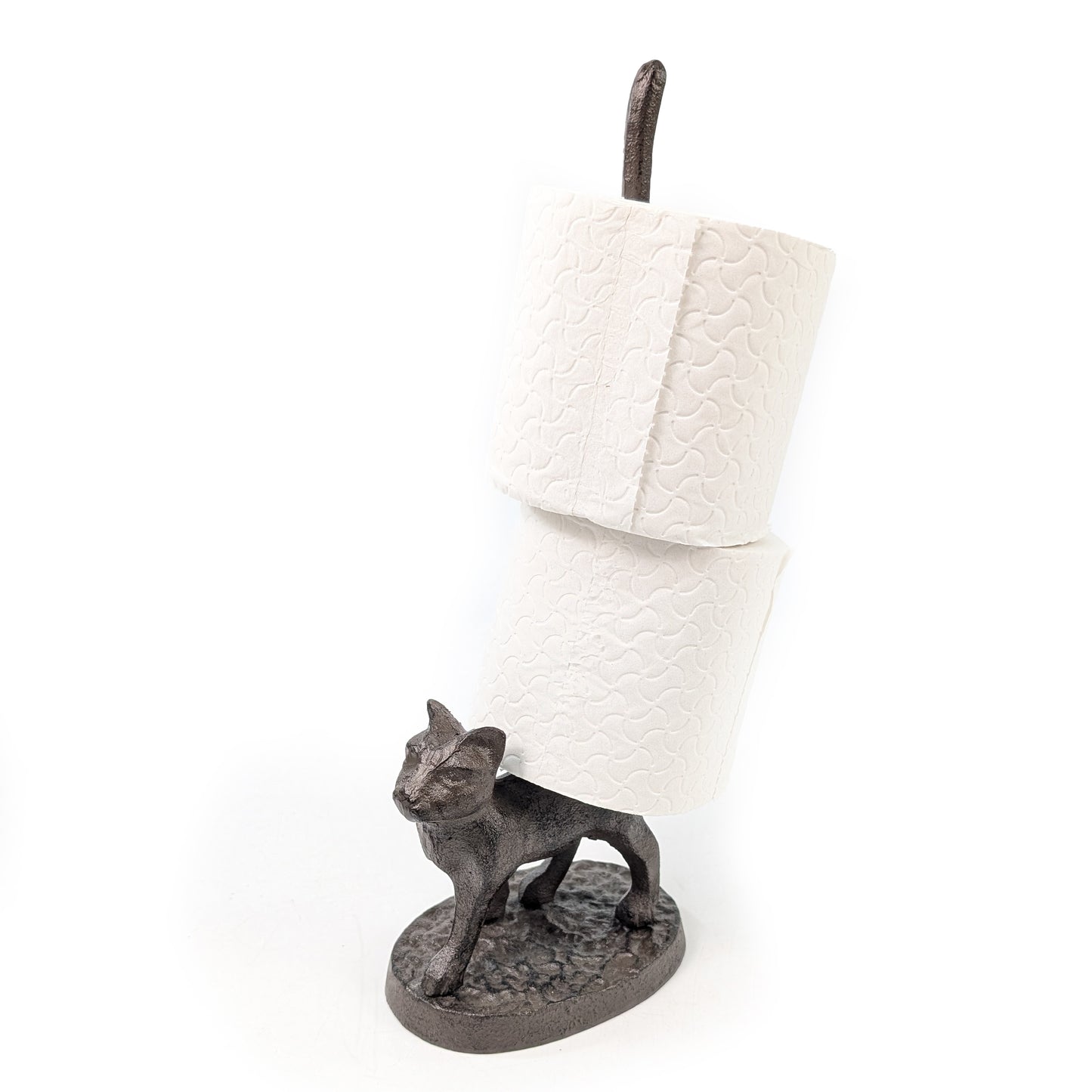 Cast Iron Cat Loo Roll and Kitchen Roll Holder