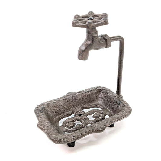 Traditional Cast Iron Soap Dish with Tap Design