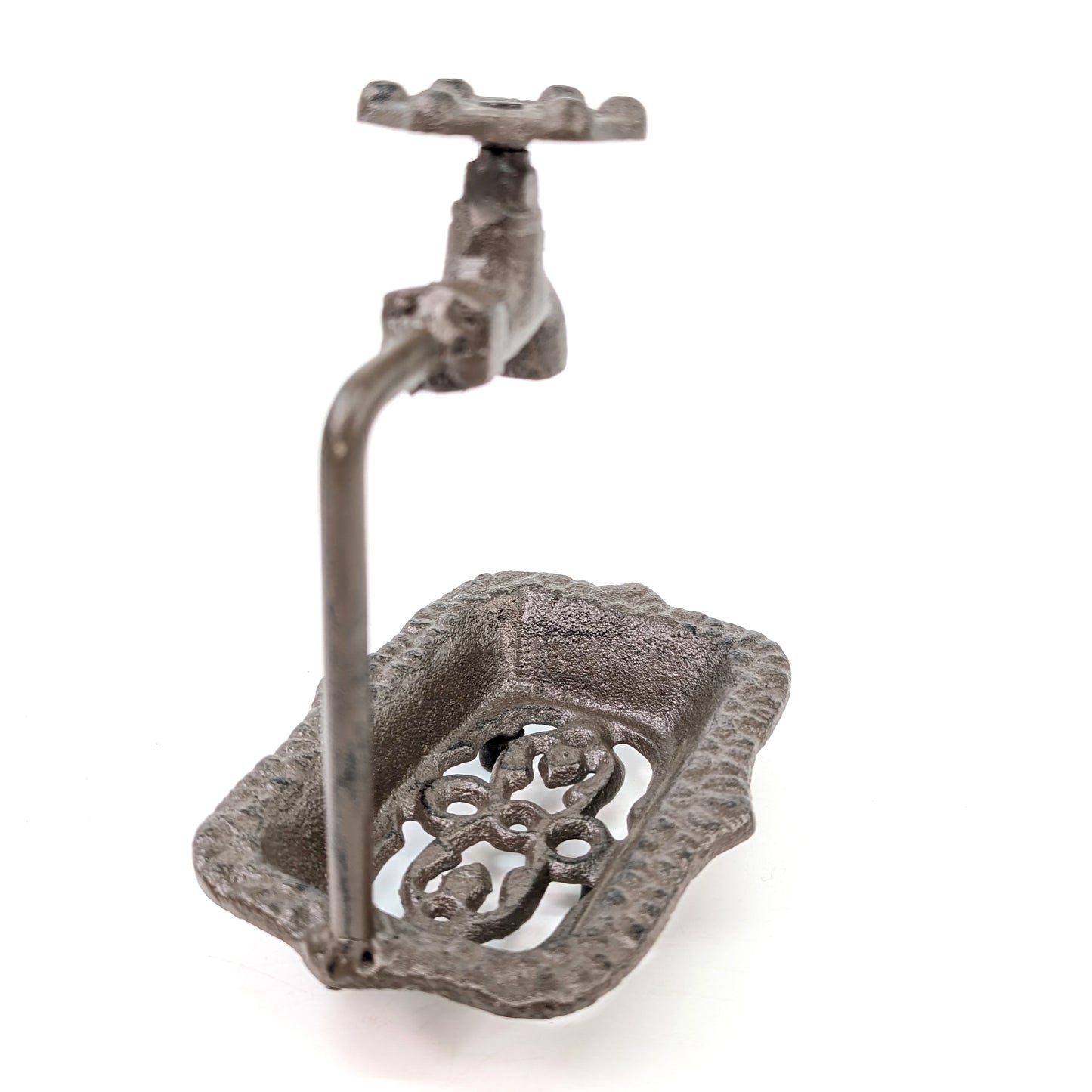 Traditional Cast Iron Soap Dish with Tap Design
