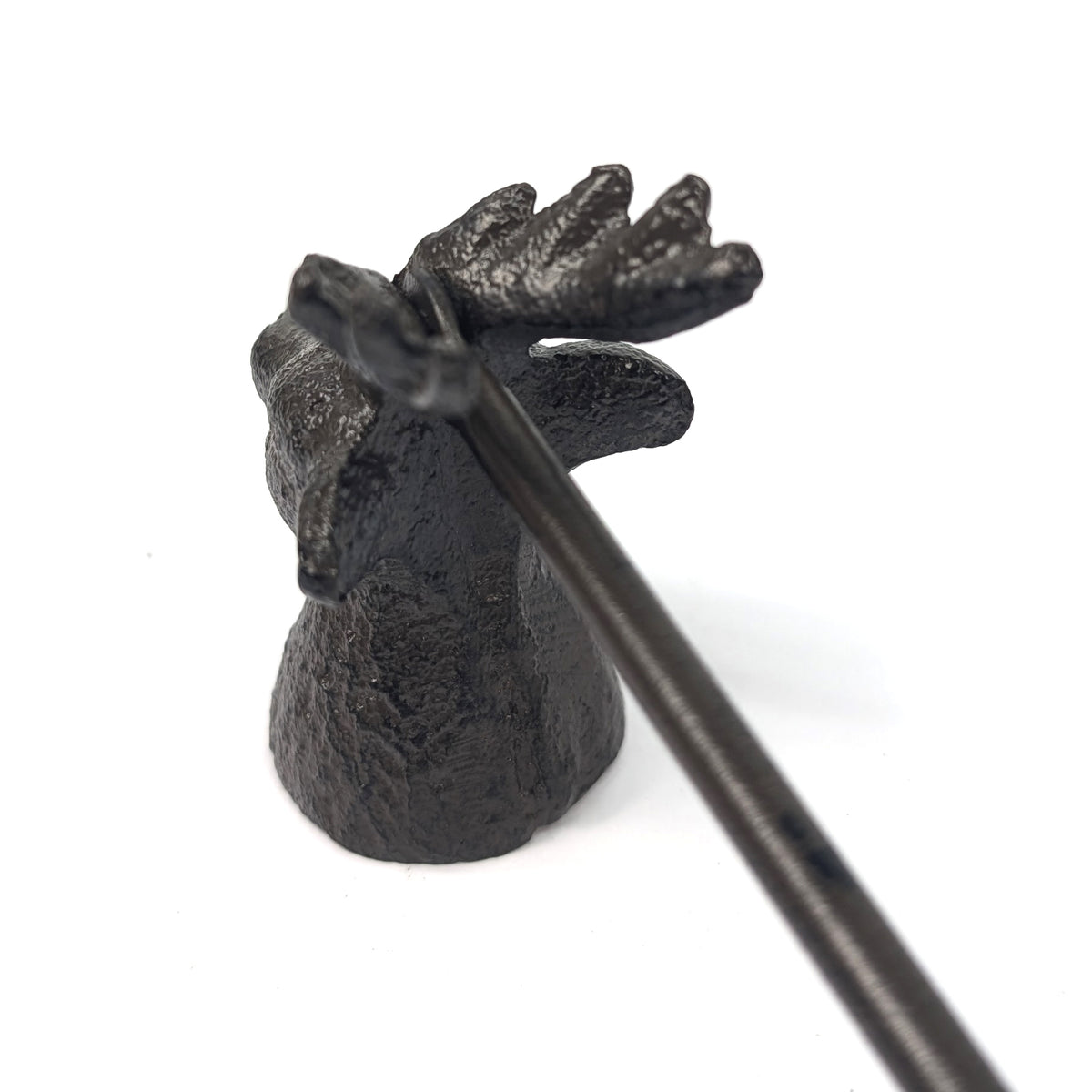 Rear view of the stag candle snuffer and handle attachment