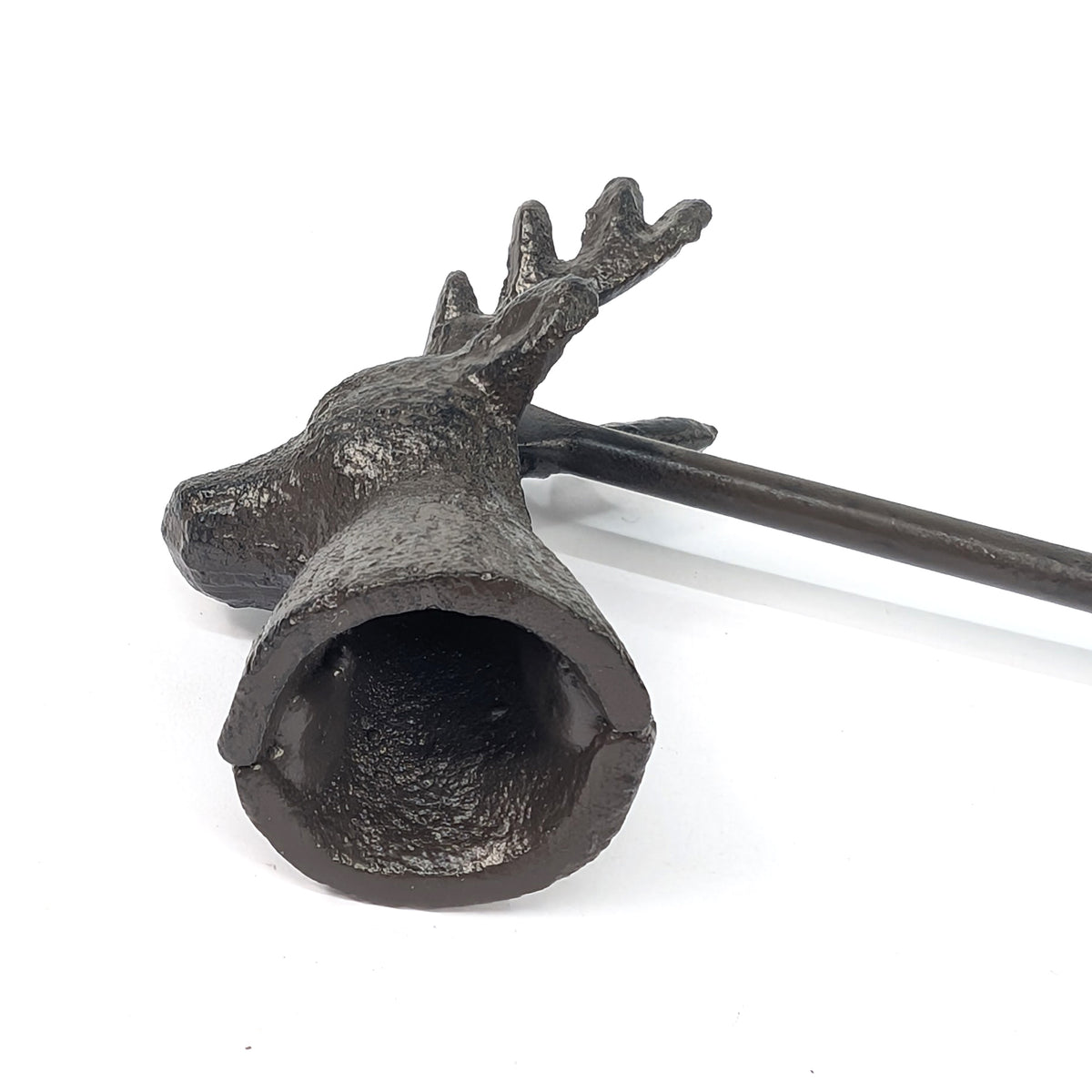 Underside of the hollow cast iron stag candle snuffer