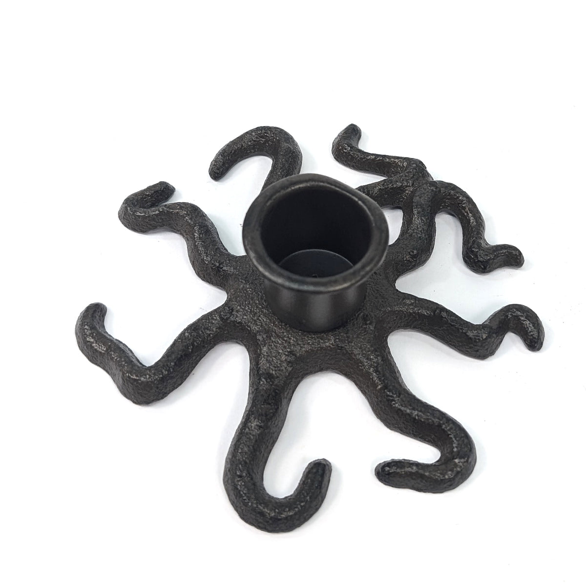 Top angled view of octopus candle holder showing the tentacle base and empty candle socket