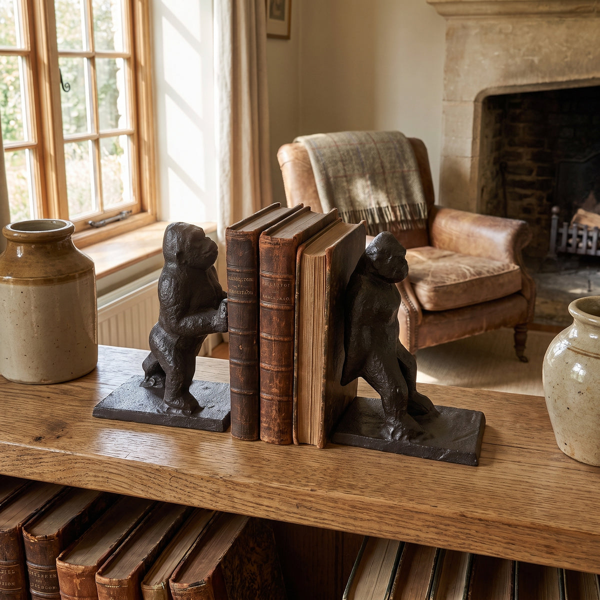 Cast Iron Bookends - Strong Gorillas