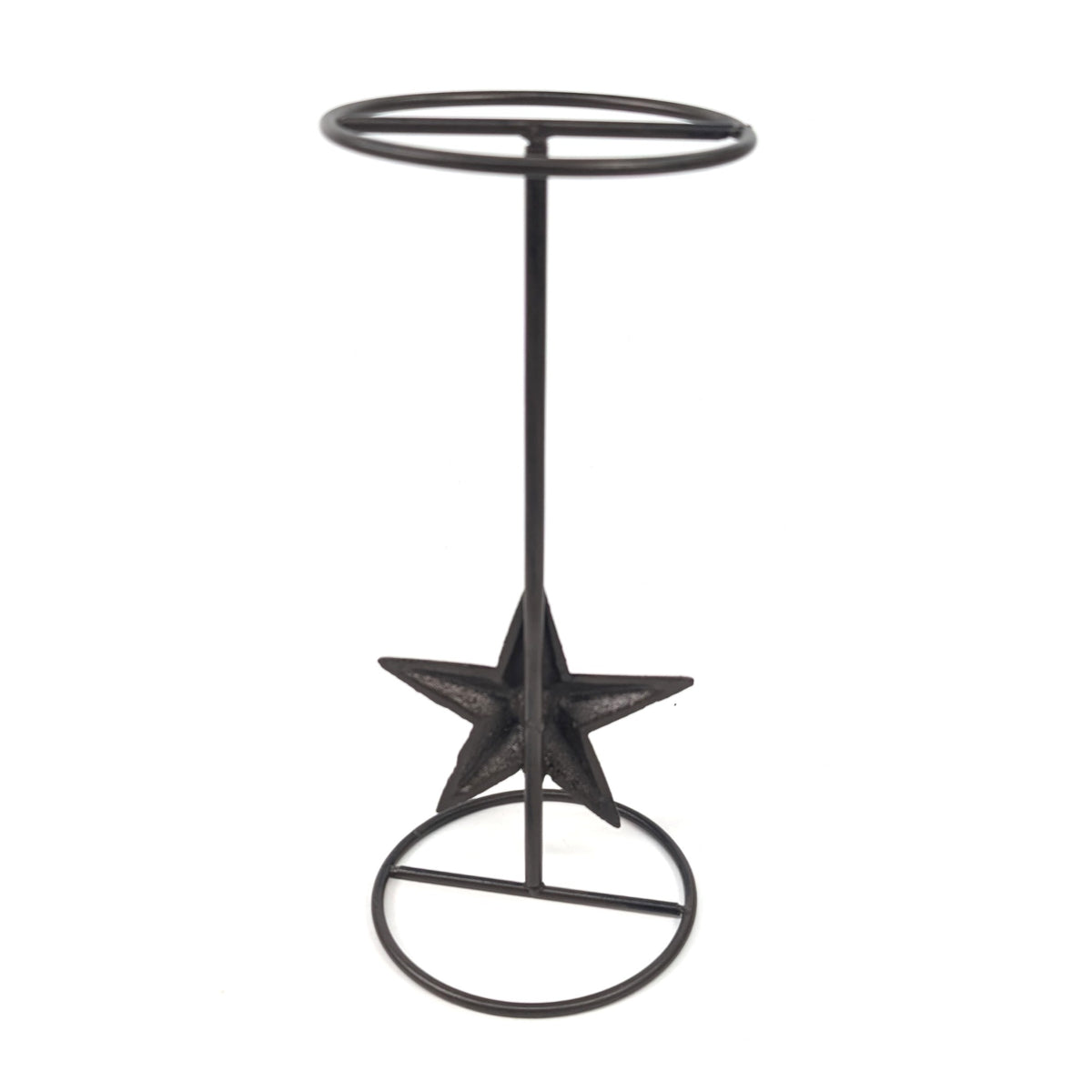 Front view of the black cast iron star hat stand