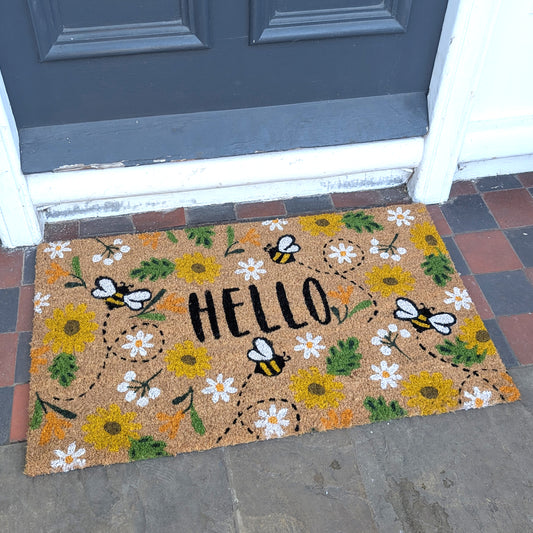 Coir Door Mat - 45x75cm - Hello Bee