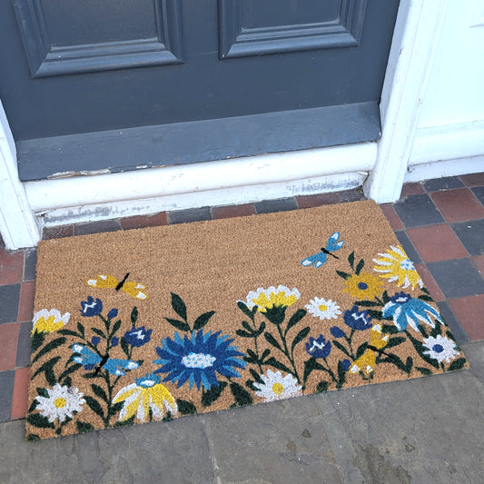 Coir Door Mat - 45x75cm - Wild Flowers