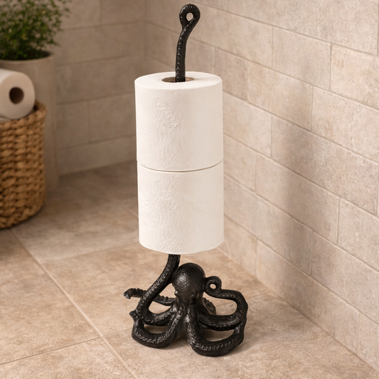 Cast Iron Kitchen / Loo Roll Holder - Octopus