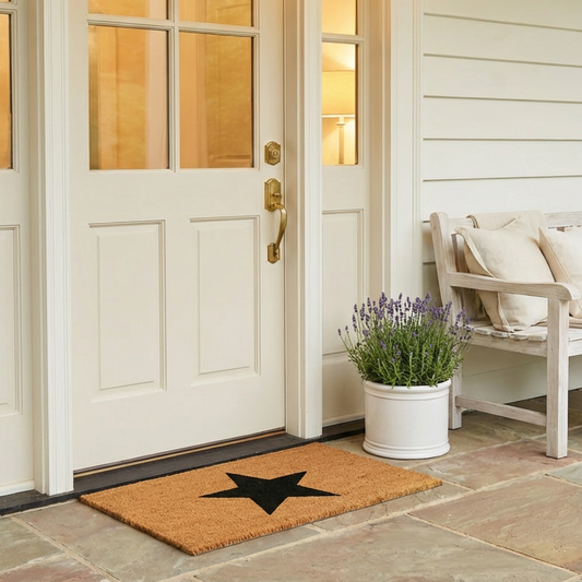 Star Design Coir Door Mat | 75cm x 45cm | Durable, Slip-Resistant, and Eco-Friendly