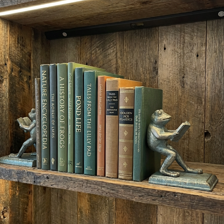 Frog bookends in a cast iron design